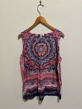 Cato EST 1946 Sleeveless Pink Paisley Medallion Tank Top